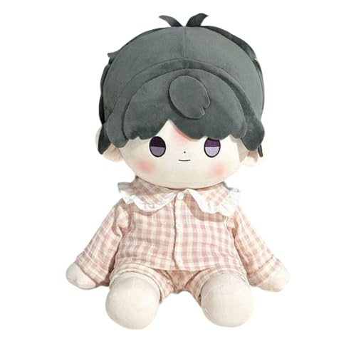 Pdaidou 40 cm Plüschpuppe bedrucktes Pyjama-Outfit, Baumwoll-Nachtwäsche-Set, 5 Stile, Nachtwäscheersatz (rosa kariert) von Pdaidou