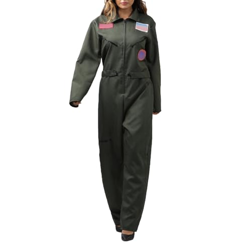 Pdakieyxnd Herren-Kostüm Kampfjet Pilot Kampfflieger Piloten-Overall Jetpilot Kampfpilot Flieger Army Polizei Top Gun Karneval Kostüm(02 AG,XL) von Pdakieyxnd