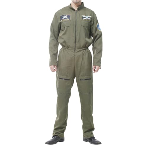 Pdakieyxnd Weltall Kostüm Damen, Herren Pilot Astronaut Raumfahrer Alien Kostüm Faschingskostüme Space Cosplay Halloween Party Karneval Fastnacht Weltraum Galaxy Kleidung Für Erwachsene(05 Green,XXL) von Pdakieyxnd