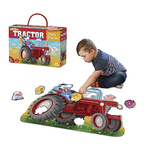 Peaceable Kingdom Glänzendes Traktor-Bodenpuzzle – Riesen-Traktor-Puzzle für Kinder ab 3 Jahren – lustige Puzzleteile – ideal für Klassenzimmer von Peaceable Kingdom