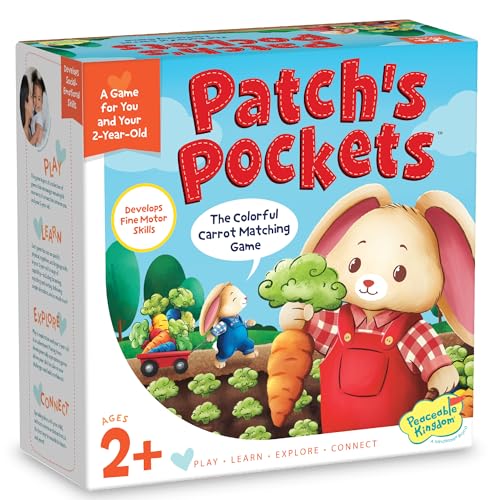 Peaceable Kingdom Patch's Pockets Farbabstimmungsspiel für Kleinkinder, lustiges Hasen- und Karottenspiel, entwickelt Feinmotorik und Farberkennung bei 2-jährigen von Peaceable Kingdom