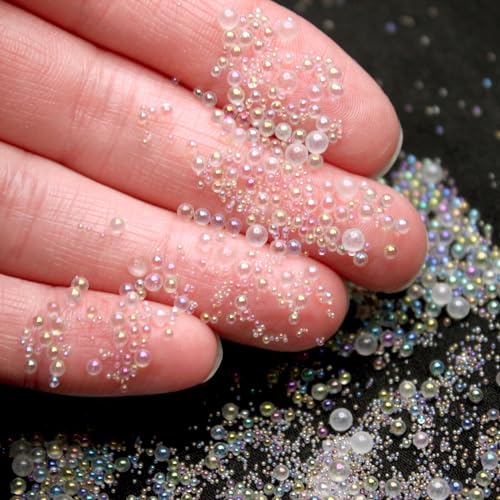 Bubble Pixie Dust Gemischte Größen, Schillernde Klarglas-Mikroperlen, Winzige Runde Seifenblasen, Puder, Wasserperlen Streubeln, für Feenstaubflasche, Harzfüller, Puppenhaus-Badewanne (20 Gramm) von Peachcor