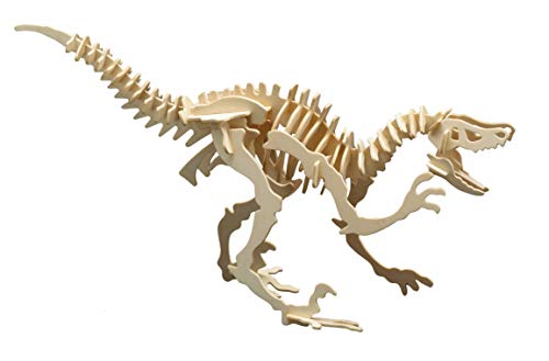 Pebaro 856/1 Holzbausatz Velociraptor, Dinosaurier 3D Puzzle, Basteln mit Holz, Holzpuzzle, Bastelset, vorgestanzte Holzplatte, inkl. Schmirgelpapier, ausbrechen, zusammenstecken, fertig, Geschenkidee von Pebaro
