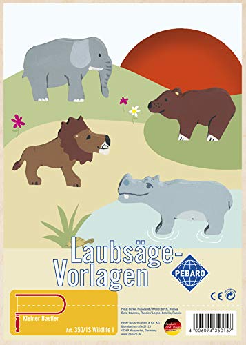 Pebaro 350/1S Laubsägevorlage Wildlife I, 3mm Sperrholz DIN A 4, Motiv vorgedruckt, aussägen mit Laubsägebogen, basteln, anmalen, fertig, Laubsägen, Basteln mit Holz, Geschenkidee, Bastelset von Pebaro