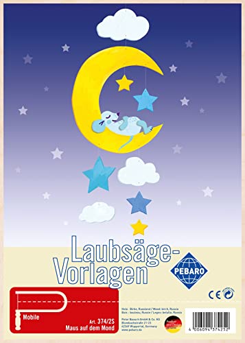 Pebaro 374/2S Laubsägevorlage Mobile Windspiel Maus auf dem Mond, 3mm Sperrholz DIN A 4, Motiv vorgedruckt, aussägen mit Laubsägebogen, basteln, anmalen, fertig, Basteln mit Holz, Geschenkidee Pebaro 374/2S Laubsägevorlage Mobile Windspiel Maus auf dem Mond, 3mm Sperrholz DIN A 4, Motiv vorgedruckt, aussägen mit Laubsägebogen, basteln, anmalen, fertig, Basteln mit Holz, Geschenkidee von Pebaro
