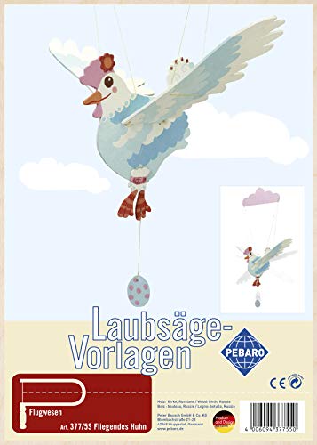 Pebaro 377/5S Laubsägevorlage Mobile Windspiel Fliegendes Huhn, 3mm Sperrholz DIN A 4, Motiv vorgedruckt, aussägen mit Laubsägebogen, basteln, anmalen, fertig, Laubsägen, Holz, Geschenkidee Pebaro 377/5S Laubsägevorlage Mobile Windspiel Fliegendes Huhn, 3mm Sperrholz DIN A 4, Motiv vorgedruckt, aussägen mit Laubsägebogen, basteln, anmalen, fertig, Laubsägen, Holz, Geschenkidee von Pebaro