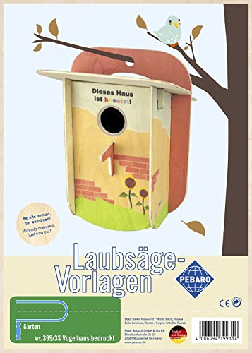Pebaro 399/3S Laubsägevorlage Vogelhaus bunt bedruckt, 3mm Sperrholz DIN A 4, Motiv farbig vorgedruckt, aussägen mit Laubsägebogen, basteln, fertig, Laubsägen, Holz, Geschenkidee, Nistkasten, Garten Pebaro 399/3S Laubsägevorlage Vogelhaus bunt bedruckt, 3mm Sperrholz DIN A 4, Motiv farbig vorgedruckt, aussägen mit Laubsägebogen, basteln, fertig, Laubsägen, Holz, Geschenkidee, Nistkasten, Garten von Pebaro