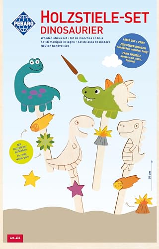 Pebaro 476 Holzstiele-Set Laser Cut Dinosaurier, Basteln mit Holz, Holzpuzzle, vorgestanzte Holzplatte, inkl. Schmirgelpapier, ausbrechen, zusammenstecken, fertig, Geschenkidee, Mittel Pebaro 476 Holzstiele-Set Laser Cut Dinosaurier, Basteln mit Holz, Holzpuzzle, vorgestanzte Holzplatte, inkl. Schmirgelpapier, ausbrechen, zusammenstecken, fertig, Geschenkidee, Mittel von Pebaro