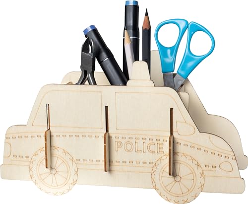 Pebaro 477/4 Holzbausatz Laser Cut Stiftehalter Polizeiauto, 3D Puzzle, Basteln mit Holz, Holzpuzzle, vorgestanzte Holzplatte, inkl. Schmirgelpapier, ausbrechen, zusammenstecken, fertig, Geschenkidee Pebaro 477/4 Holzbausatz Laser Cut Stiftehalter Polizeiauto, 3D Puzzle, Basteln mit Holz, Holzpuzzle, vorgestanzte Holzplatte, inkl. Schmirgelpapier, ausbrechen, zusammenstecken, fertig, Geschenkidee von Pebaro