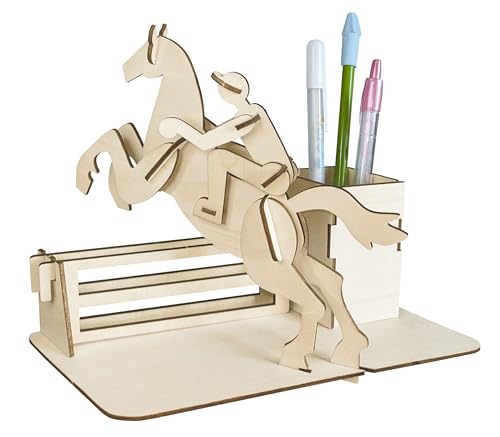 Pebaro 840/1L Holzbausatz Stiftehalter Reiter Lasercut, 3D Puzzle, Holzpuzzle von Pebaro