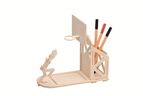 Pebaro 840/3 Holzbausatz Tischständer Stiftehalter Basketball, 3D Puzzle, Modellbausatz, Basteln mit Holz, Holzpuzzle, vorgestanzte Holzplatte, ausbrechen, zusammenstecken, fertig, Geschenkidee von Pebaro