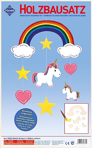 Pebaro 848/6 Holzbausatz Mobile Einhorn, 3D Puzzle, Modellbausatz, Basteln mit Holz, Holzpuzzle, vorgestanzte Holzplatte, inkl. Schmirgelpapier, ausbrechen, zusammenstecken, fertig, Geschenkidee Pebaro 848/6 Holzbausatz Mobile Einhorn, 3D Puzzle, Modellbausatz, Basteln mit Holz, Holzpuzzle, vorgestanzte Holzplatte, inkl. Schmirgelpapier, ausbrechen, zusammenstecken, fertig, Geschenkidee von Pebaro