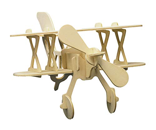 Pebaro 850/5 Holzbausatz Doppeldecker, 3D Puzzle Flugzeug, Modellbausatz, Basteln mit Holz, Holzpuzzle, vorgestanzte Holzplatte, ausbrechen, zusammenstecken, fertig, inkl Schmirgelpapier, Geschenkidee von Pebaro