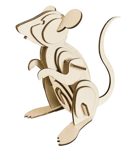 Pebaro 852/3L Holzbausatz Maus Lasercut, 3D Puzzle, Holzpuzzle von Pebaro