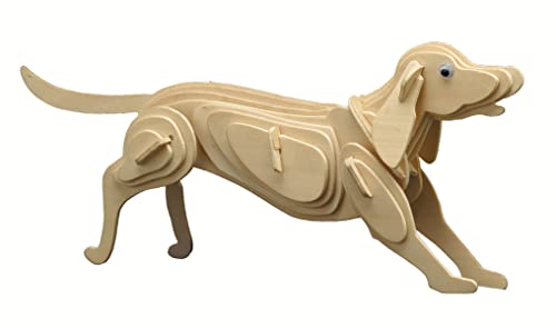 Pebaro 852/7 Holzbausatz Hund, 3D Puzzle, Modellbausatz, Basteln mit Holz, Holzpuzzle, Bastelset, vorgestanzte Holzplatte, inkl. Schmirgelpapier, ausbrechen, zusammenstecken, fertig, Geschenkidee von Pebaro