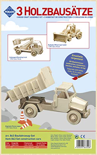 Pebaro 863 Holzbausatz Baufahrzeuge-Set, 3 Stück 3D Puzzle Baufahrzeuge: Kipplader, Hubwagen, Radlader / Bagger. Modellbausatz, Basteln mit Holz, Holzpuzzle, vorgestanzte Holzplatten, Geschenkidee, Mittel Pebaro 863 Holzbausatz Baufahrzeuge-Set, 3 Stück 3D Puzzle Baufahrzeuge: Kipplader, Hubwagen, Radlader / Bagger. Modellbausatz, Basteln mit Holz, Holzpuzzle, vorgestanzte Holzplatten, Geschenkidee, Mittel von Pebaro