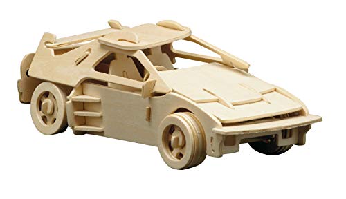 Pebaro 865/5 Holzbausatz Italienischer Sportwagen, 3D Puzzle Auto, 3D Puzzle, Modellbausatz, Basteln mit Holz, Holzpuzzle, vorgestanzte Holzplatte, ausbrechen, zusammenstecken, fertig, Geschenkidee von Pebaro