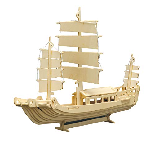 Pebaro 877 Holzbausatz Dschunke, 3D Puzzle Schiff, Modellbausatz, Basteln mit Holz, Holzpuzzle, Bastelset, vorgestanzte Holzplatte, ausbrechen, zusammenstecken, fertig, Geschenkidee, Mittel Pebaro 877 Holzbausatz Dschunke, 3D Puzzle Schiff, Modellbausatz, Basteln mit Holz, Holzpuzzle, Bastelset, vorgestanzte Holzplatte, ausbrechen, zusammenstecken, fertig, Geschenkidee, Mittel von Pebaro