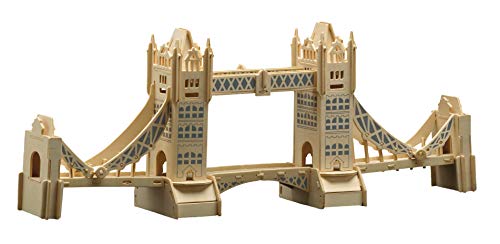 Pebaro 884 Holzbausatz London Tower Bridge, 3D Puzzle Bauwerk, Modellbausatz, Basteln mit Holz, Holzpuzzle, Bastelset, vorgestanzte Holzplatte, ausbrechen, zusammenstecken, fertig, Geschenkidee von Pebaro
