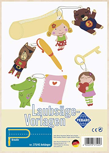 Pebaro 375/4S Laubsägevorlage Anhänger Schlüsselanhänger, 3mm Sperrholz DIN A 4, Motiv vorgedruckt, aussägen mit Laubsägebogen, basteln, anmalen, fertig, Laubsägen, Basteln mit Holz, Geschenkidee von Pebaro