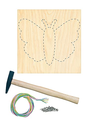 Pebaro NB1-SET Nagelbild Kreativ Set, Bastelset, Fadenbild, Fadenspannbild, String Art, mit vorgedrucktem Motiv Schmetterling, inkl. Nägel, farbiges Garn und Hammer, Basteln mit Holz, Nagel und Fäden Pebaro NB1-SET Nagelbild Kreativ Set, Bastelset, Fadenbild, Fadenspannbild, String Art, mit vorgedrucktem Motiv Schmetterling, inkl. Nägel, farbiges Garn und Hammer, Basteln mit Holz, Nagel und Fäden von Pebaro