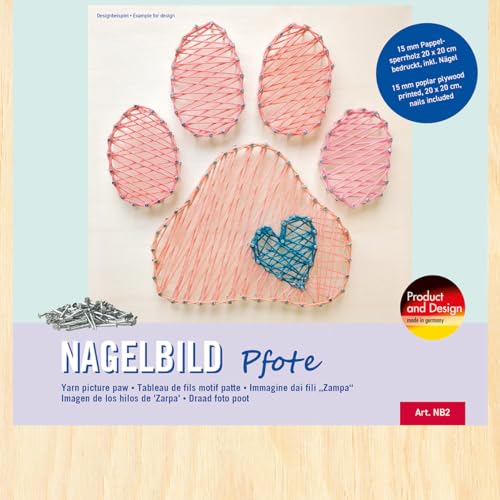 Pebaro NB2 Nagelbild Kreativ Set, Bastelset, Fadenbild, Fadenspannbild, String Art, mit vorgedrucktem Motiv Pfote, Hund, inkl. Nägel, Basteln mit Holz, kreative Geschenkidee, Dekoartikel, 20 x 20 cm Pebaro NB2 Nagelbild Kreativ Set, Bastelset, Fadenbild, Fadenspannbild, String Art, mit vorgedrucktem Motiv Pfote, Hund, inkl. Nägel, Basteln mit Holz, kreative Geschenkidee, Dekoartikel, 20 x 20 cm von Pebaro