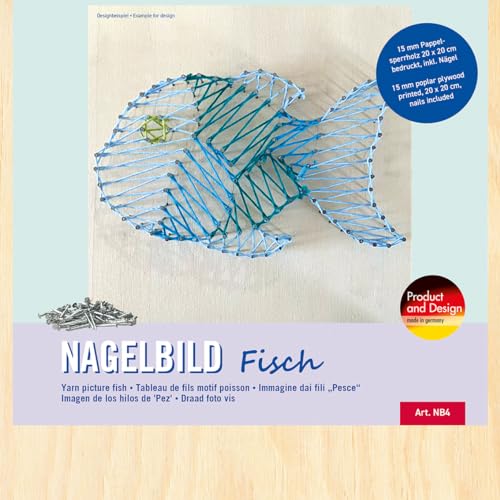 Pebaro NB4 Nagelbild Kreativ Set, Bastelset, Fadenbild, Fadenspannbild, String Art, mit vorgedrucktem Motiv Fisch, inkl. Nägel, Basteln mit Holz, kreative Geschenkidee, Dekoartikel Pebaro NB4 Nagelbild Kreativ Set, Bastelset, Fadenbild, Fadenspannbild, String Art, mit vorgedrucktem Motiv Fisch, inkl. Nägel, Basteln mit Holz, kreative Geschenkidee, Dekoartikel von Pebaro