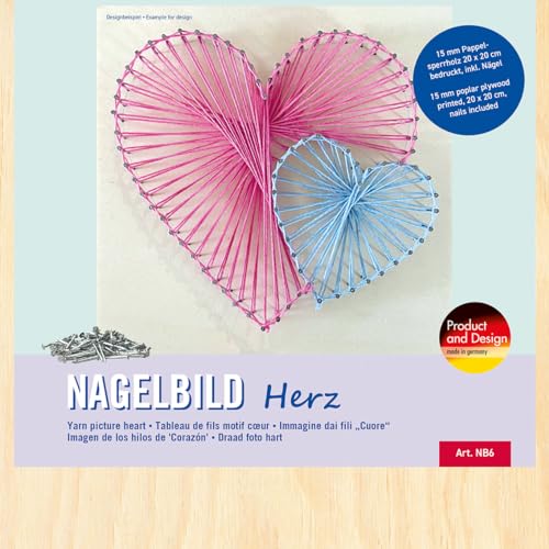 Pebaro NB6 Nagelbild Kreativ Set, Bastelset, Fadenbild, Fadenspannbild, String Art, mit vorgedrucktem Motiv Herz, inkl. Nägel, Basteln mit Holz, kreative Geschenkidee, Dekoartikel, 20 x 20 cm Pebaro NB6 Nagelbild Kreativ Set, Bastelset, Fadenbild, Fadenspannbild, String Art, mit vorgedrucktem Motiv Herz, inkl. Nägel, Basteln mit Holz, kreative Geschenkidee, Dekoartikel, 20 x 20 cm von Pebaro