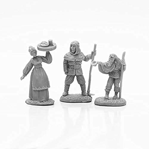 Pechetruite 3 x Townsfolk Waiter Beggar Shepherd - Reaper Bones Miniature zum Rollenspiel Kriegsspiel - 77665 von Reaper