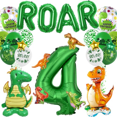 Dinosaurier Geburtstag Dekorationen 4. Luftballons - Dino Party Supplies Grüner Buchstabe Riesenzahl Luftballons Dinosaurier Folienballon Dschungel Dekoration für 4 Jahre alte Kinder Geburtstag Party Dinosaurier Geburtstag Dekorationen 4. Luftballons - Dino Party Supplies Grüner Buchstabe Riesenzahl Luftballons Dinosaurier Folienballon Dschungel Dekoration für 4 Jahre alte Kinder Geburtstag Party von Pecration