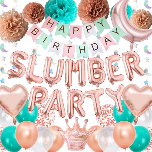 Partyzubehör für Mädchen – buntes Happy Birthday-Banner mit Papier-Pompons, hängende Girlanden für Nachtübernachtung, Pyjama, Party-Dekorationen Partyzubehör für Mädchen – buntes Happy Birthday-Banner mit Papier-Pompons, hängende Girlanden für Nachtübernachtung, Pyjama, Party-Dekorationen von Pecration