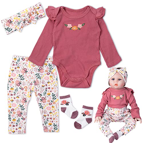 Pedolltree Reborn Baby Doll Kleidung 55.9 cm Blumen Zubehör 4pcs Set für 17-22 Zoll Reborn Doll Neugeborenes Mädchen Pedolltree Reborn Baby Doll Kleidung 55.9 cm Blumen Zubehör 4pcs Set für 17-22 Zoll Reborn Doll Neugeborenes Mädchen von Pedolltre