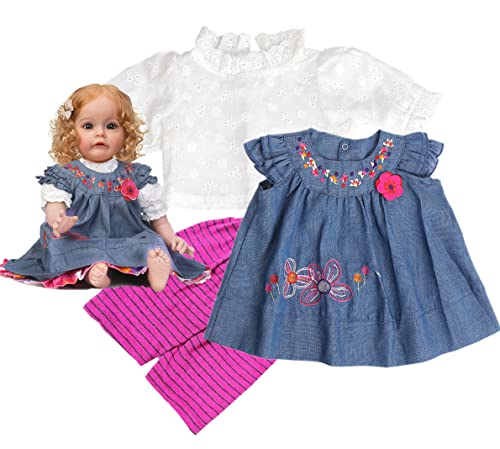 Reborn-Baby-Mädchen-Puppenkleidung für Neugeborene, Denim-Kleid, 3-teiliges Set, passend für 50,8–58,4 cm Reborn-Puppe Reborn-Baby-Mädchen-Puppenkleidung für Neugeborene, Denim-Kleid, 3-teiliges Set, passend für 50,8–58,4 cm Reborn-Puppe von Pedolltre