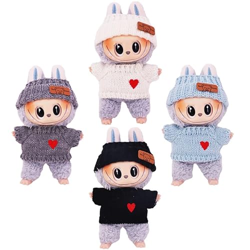 4-teiliges Kleidungszubehör für 17 cm große Puppen, einschließlich Wollanzug, Mantel, Hut (keine Puppe) (vier Sets) von PeeToos