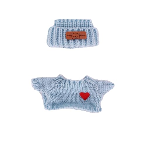 4-teiliges Kleidungszubehör für 17 cm große Puppen, einschließlich Wollanzug, Mantel, Hut (ohne Puppe) (blau + grau) von PeeToos