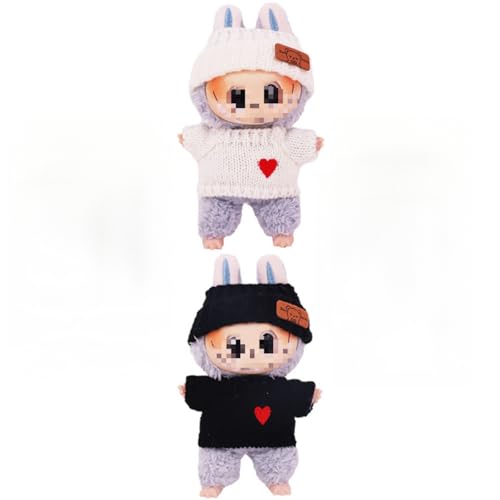 4-teiliges Kleidungszubehör für 17 cm große Puppen, einschließlich Wollanzug, Mantel, Hut (ohne Puppe) (schwarz + weiß) von PeeToos