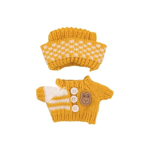 6 Stück Puppenkleidung kompatibel mit Labubu 17 cm Plüschpuppen, Kleidungszubehör, Geburtstags- und Urlaubsgeschenk für Mädchen und Kinder (keine Puppe) (gelb) von PeeToos