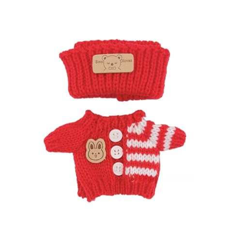 6 Stück Puppenkleidung kompatibel mit Labubu 17 cm Plüschpuppen, Kleidungszubehör, Geburtstags- und Urlaubsgeschenk für Mädchen und Kinder (keine Puppe) (rot) von PeeToos