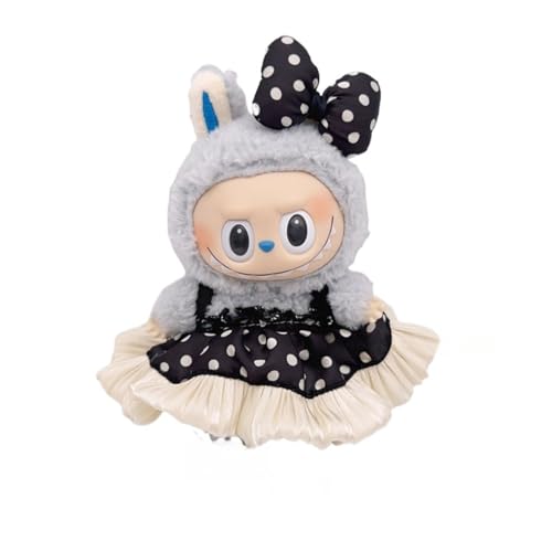 Kleidungszubehör für 17 cm große Puppen, einschließlich gepunktetem Kleid-Set, Kleid, Schleife (keine Puppe) (schwarz) von PeeToos