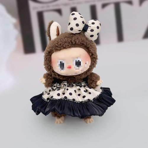 Kleidungszubehör für 17 cm große Puppen, inklusive gepunktetem Kleid-Set, Kleid, Schleife (keine Puppe) (Beige) von PeeToos