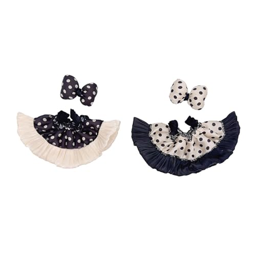 Kleidungszubehör für 17 cm große Puppen, inklusive gepunktetem Kleid-Set, Kleid, Schleife (keine Puppe) (beige + schwarz) von PeeToos