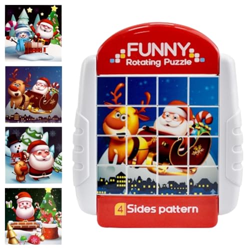 Fullware Drehbares Puzzle, Rotierendes Puzzle 16 Teile 3 4 5 6 Jahre Kinder, Drehbares 3D Puzzle, Montessori Puzzle für Kinder, Würfelpuzzle, Tier-Motive Puzzle, für Jungen Mädchen (Weihnachten) von Peelanmall