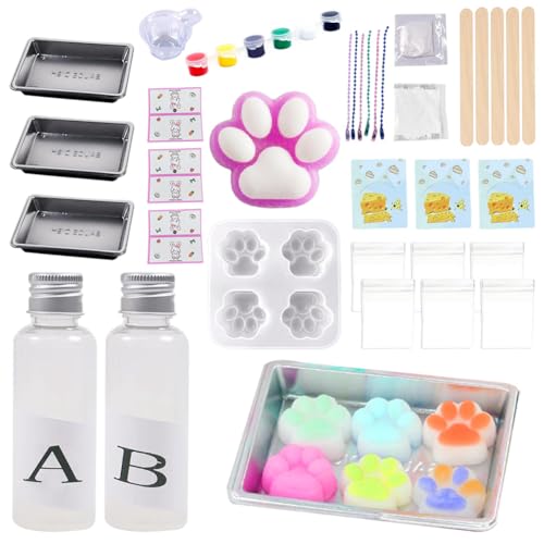 Squishy Maker, Squishy Toy Squishy Cat Paw, Fufu Squishy für Stressabbau, Mini Squishy Katzenkrallen Paw DIY Seife Selber Machen Set, Angstlösende Partygeschenke, für Mädchen Kinder von Peelanmall