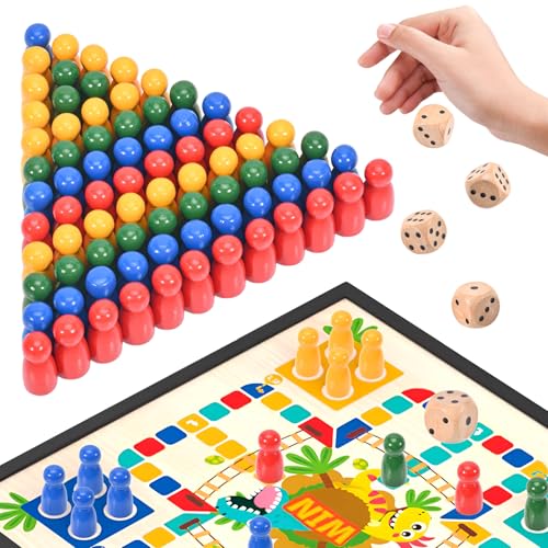 Peevisap 80 Stück Spielfiguren Für Brettspiele Mit 5 Holzwürfeln, Mensch Ärgere Dich Nicht Figuren, 25 X 12mm Spielfiguren Holz, Holz Spielfiguren, Für Mensch Ärgere Dich Nicht Kinder von Peevisap
