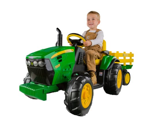 John Deere Ground Force Kinder Elektro Traktor von Peg Perego 12 Volt mit Anhänger von Peg Perego