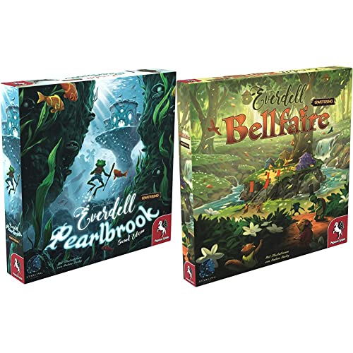 Pegasus Spiele 57604G Everdell: Pearlbrook, 2. Edition (deutsche Ausgabe) & 57602G Everdell: Bellfaire von Pegasus Spiele