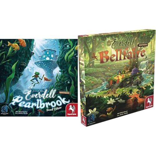 Pegasus Spiele 57604G Everdell: Pearlbrook, 2. Edition (deutsche Ausgabe) & 57602G Everdell: Bellfaire von Pegasus Spiele