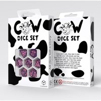 Q-Workshop QWO98307 - Cow Dice Set: RaMOOna purple/pink, Kuh-Würfelset, 7-teilig von Pegasus