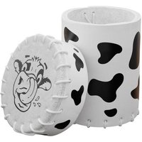Q-Workshop QWO98406 - Cow Leather Dice Cup white/black, Leder, Kuh-Würfelbecher 8,5x5,5cm von Pegasus
