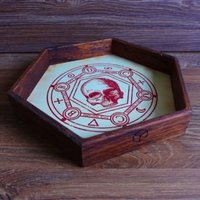 Q-Workshop QWO98420 - Dice Macabre Wooden Dice Tray, Würfelschale, Holz, 200x230x35 mm von Pegasus